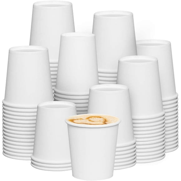 Clerance! 6 oz White Paper Cups, Disposable Paper Cups, Heavyduty Hot / Cold Beverage Drinking Cups for Picnic, BBQ, Travel, and Event