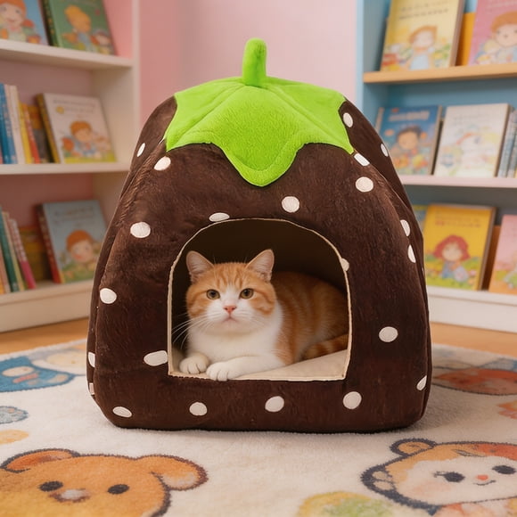 Guinea Pig Hideout House with Washable Removable Cover - Warm Cozy Small Animal House for Guinea Pigs, Pygmy Rabbits, Chinchillas, Ferrets - Portable Indoor Pet Cave Bed with Fleece Mat