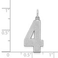 thumbnail image 2 of 925 Sterling Silver Number 4 Necklace Pendant Charm Charms, 2 of 6