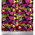 thumbnail image 1 of Soimoi Black Cotton Poplin Fabric Text,Heart & Triangle Geometric Print Sewing Fabric Yard 56 Inch Wide, 1 of 3