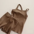 thumbnail image 2 of WEIYLL Pj Sets For Girls Childrens Ribbed Suspender Baby Home Female Baby Brown Outfit Suit Size 90, 2 of 6
