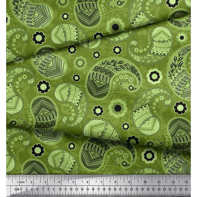 Soimoi Poly Georgette Fabric Floral & Paisley Print Sewing Fabric Yard 42 Inch Wide