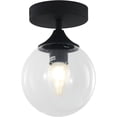 thumbnail image 1 of KCO Lighting Small Clear Glass Globe Flush Mount Ceiling Light, Industrial Black Ceiling Light, Mid Century Hallway Ceiling Lamp, 1 of 8