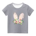thumbnail image 1 of Penkiiy T-Shirts de Pâques pour Enfants Garçons Filles Mode Oreilles de Lapin de Pâques Imprimé Col Rond Manches Courtes 3 Ans Gris, 1 of 4