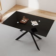 thumbnail image 4 of 51.18" Rectangular Clear Tempered Glass Dining Table,Black, 4 of 17