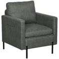 thumbnail image 1 of HOMCOM Fabric Accent Chair Modern Armchair w/ Metal Legs Side Pockets Grey, 1 of 10