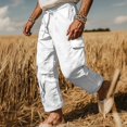 thumbnail image 2 of Pantalons pour Hommes en Liquidation! Pantalons de Travail pour Hommes Cargo Pantalons Extensibles pour Hommes Pantalons de Travail pour Hommes Coton Lin Extensible Amples Confortables Pantalons Cargo Couleur Unie Légers Pantalons de Randonnée en Plein Air, 2 of 6