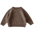 thumbnail image 3 of Sentmoon Snow Clothes Long Sleeve Crew Neck Solid Color Girls Pullover Breathable Loose Knitted 2025 Girls Sweaters Fall and Winter Trendy for Layering Under Jackets Coffee 4 Years, 3 of 5