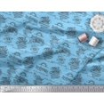 thumbnail image 2 of Soimoi Blue Moss Georgette Fabric Sun & Text Decor Fabric Printed Yard 42 Inch Wide, 2 of 5