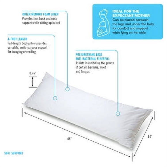 ObusForme Full Body Pillow|4 Feet Long|100% Cotton Cover|for Back and Neck Support