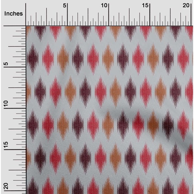 oneOone Georgette Viscose Fabric Argyle Ikat Printed Craft Fabric BTY 42 Inch Wide