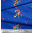 thumbnail image 3 of Soimoi Poly Georgette Tissu Dot, Feuilles & Pervenche Imprimé Floral 1 Yard 52 Inch Wide, 3 of 3