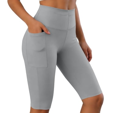 HAiming Women Bike Shorts Yoga Gym Leggings Workout Pants Comfy Solid Color High Waisted Athletic Pants with Pockets