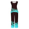 thumbnail image 4 of Mikilon Ensemble Stylé pour Femme 2 Pcs Décontracté Ample Imprimé Camisole Pantalon Long Sans Manches Col Rond Haut/chemise Ensemble Vert Menthe P, 4 of 5