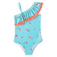 thumbnail image 1 of Sunnyoo Girl's One-Piece Swimsuit Ruffle One Shoulder Swimwear UPF 50+ Bathing Suit, Sizes 5-12, 1 of 8