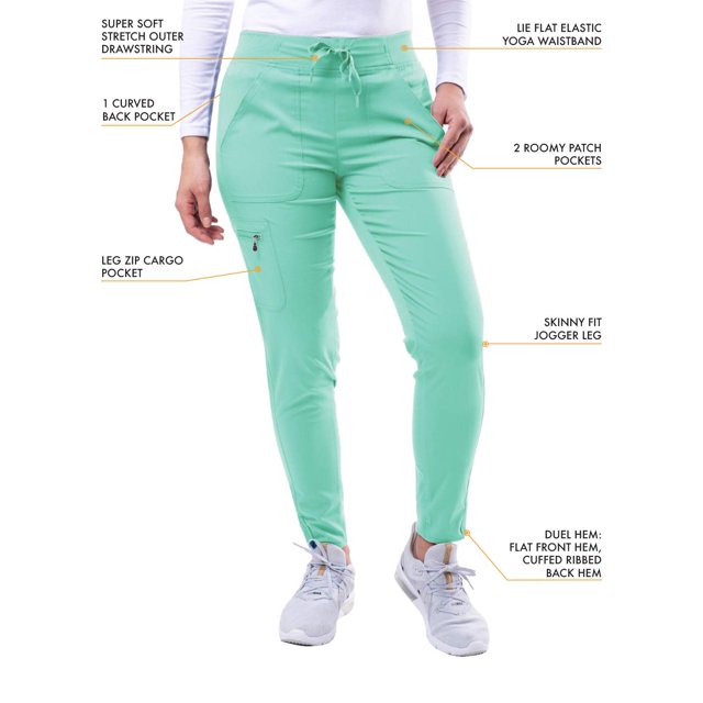 Adar Pro Modern Athletic Scrub Set For Women - Modern V-Neck Scrub Top & Yoga Jogger Scrub Pants