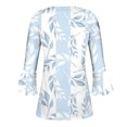 thumbnail image 5 of Pompotops Women's Casual Trumpet 3/4 Sleeve Printed Buttoned Basic Ruched Tops Pleated T-shirts Blouses On Sale, 5 of 5
