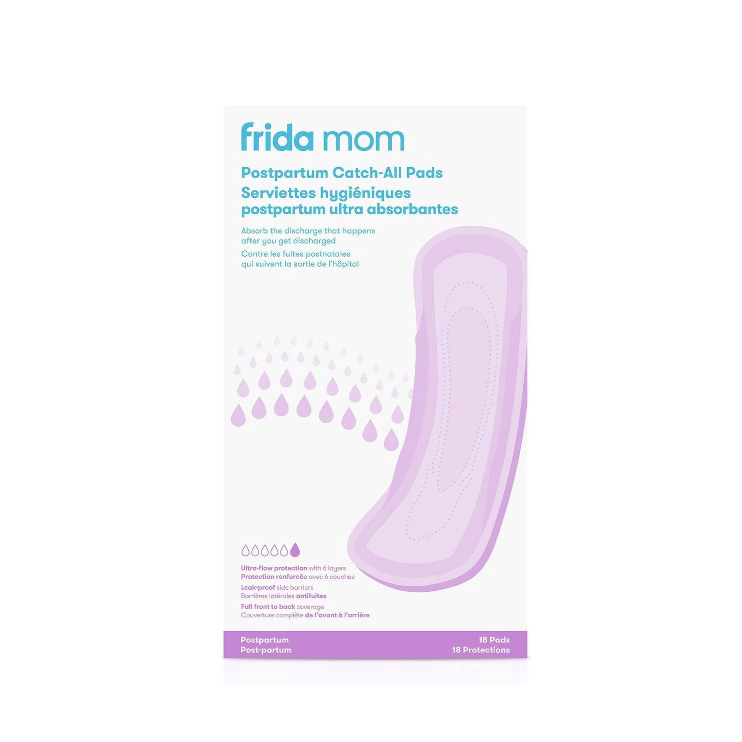 Frida Mom - Serviettes Tout-en-un Post-Partum Serviettes Post-Partum, Serviettes Maxi d'Hygiène Féminine Anti-Fuites, 6 Couches de Protection pour une Absorption Maximale
