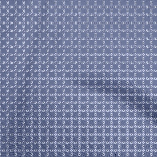 oneOone Velvet Medium Blue Fabric Geometric Craft Projects Decor Fabric Printed By The Yard 58 Inch Wide