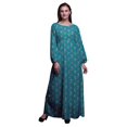 thumbnail image 1 of Bimba Robe Maxi à Manches Longues pour Femmes en Georgette Mousse Imprimée de Trèfles et de Fleurs, Taille Élastique - Moyen, 1 of 5
