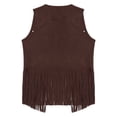 thumbnail image 4 of Sxiwei Mens Cowboy Faux Suede Tassel Vest Rivets Fringe Open Front Waistcoat Jacket Khaki L, 4 of 5