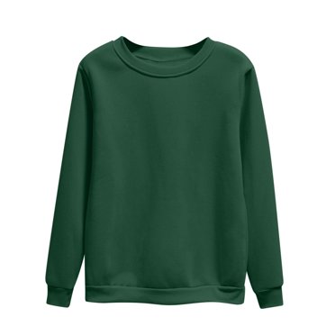Moxiu Chandails à Col Rond pour Femmes Automne Manches Longues en Molleton Chandail de Base Uni Chandail à Enfiler Hauts Chandail Chandail Vert, TTG