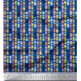 thumbnail image 1 of Soimoi Tissu Crêpe polyester Bleu Rayé & Imprimé Flèches par Yard 42 Pouces de Large, 1 of 3