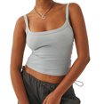 thumbnail image 2 of Womens Summer Sleeveless Ribbed Tank Tops Square Neck Casual Slim Fit Cotton Knit Basic Camisole Tunic Shirts Blouses, 2 of 6
