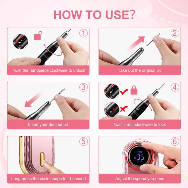 Portable Electric Nail Drill 35000 RPM, Inbuty Electric Nail File