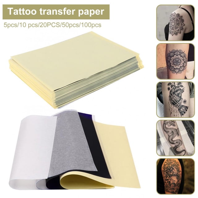 YOPTOP 1 Paquet Papier de Transfert de Tatouage Format A4 Multi-Usage Professionnel Art Corporel Outil de Tatouage Copie Thermique Papier Pochoir de Tatouage Réutilisable Papier de Copie Accessoires de Tatouage, Asthepicture, 50 Pcs