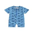 thumbnail image 1 of Summer Newborn Baby Boy One-Piece Swimsuit Cute Shark Print Short Sleeve Zip Up Rashguard Beach Bathing Suit, 1 of 7