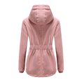 thumbnail image 2 of Innerwin Coat Hooded Ladies Outwear Drawstring Long Sleeve Buttons Jacket Pink M, 2 of 5