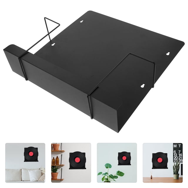 OUNONA Minimalist Record Holder Black Metal Storage 1Pack For DVD Showcasing