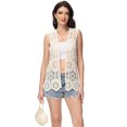 thumbnail image 2 of Cardigan Ouvert pour Femmes à Garniture en Dentelle Crochet Florale, 2 of 5