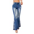 thumbnail image 1 of Womens Bell Bottom Denim Jeans Low Waist Stretchy Flare Ripped Pants, 1 of 5