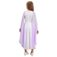 thumbnail image 4 of Moggemol Robe Trapèze en Mousseline à Manches Courtes Cape Princesse pour Filles Enfants Thème Fête Robe de Bal Lavande 12, 4 of 7