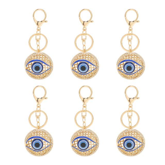 Rhinestones Keychain, 6Pcs Blue Eye Metal Lightweight Multifunctional Keychains Pendant For Key Ring For Women