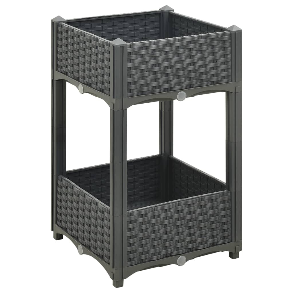 vidaXL Planter Raised Flower Bed with Rattan Look Plant Box Polypropylene