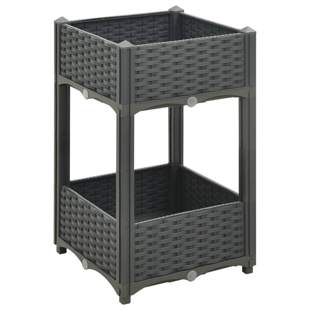 vidaXL Planter Raised Flower Bed with Rattan Look Plant Box Polypropylene