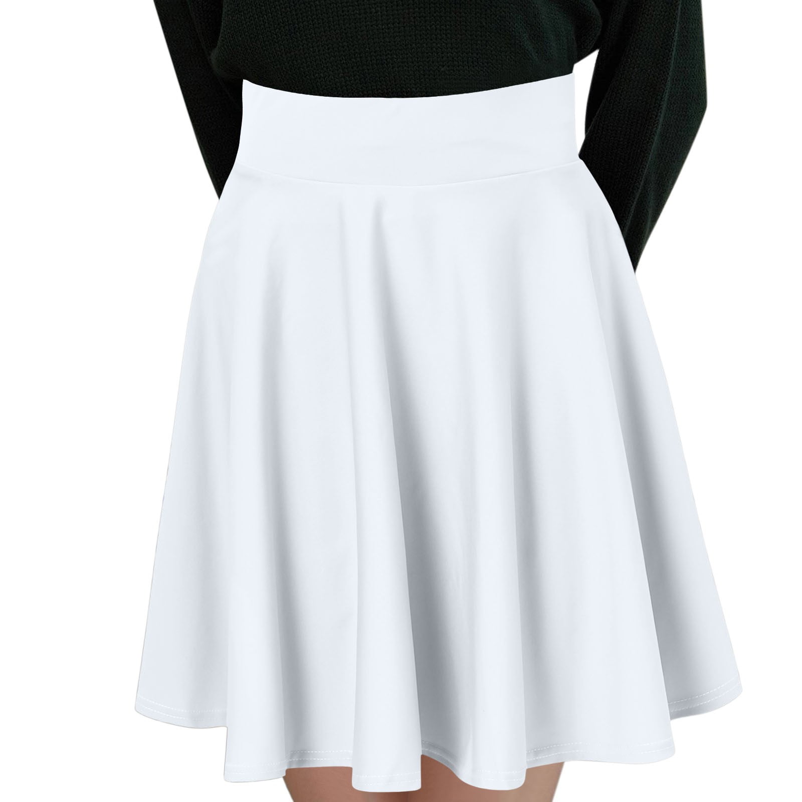 B91xZ Midi Skirts for Women Basic Stretchy Flared Casual Mini