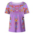 thumbnail image 4 of Birdeem Blouses pour Femmes T-Shirt Rétro Ethnique Imprimé à Manches Courtes à Col Rond pour Femmes, 4 of 12