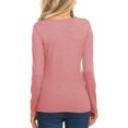 thumbnail image 3 of Opperiaya Women Spring T-Shirt Solid Color Henley Neck Long Sleeve Pullover, 3 of 8