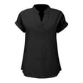 thumbnail image 5 of WEIYLL Womens T-Shirts Summer Loose Fit V Neck Curved Hem Flowy Solid Black Tops Sizes M, 5 of 5