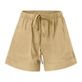 thumbnail image 4 of Pisexur Womens Shorts Solid Color Elastic Waist Shorts Summer Casual Adjustable Drawstring Shorts Quick Dry Gym Yoga Workout Shorts Comfy Loose Linen Shorts Plus Size Shorts with Pockets S-5XL, 4 of 7