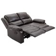 thumbnail image 4 of HOMCOM Double Reclining Loveseat Manual Reclining Sofa, PU Faux Leather Pullback Control with Footrest Sofa Set for Living Room, Brown, 4 of 6