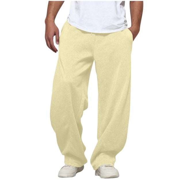 Erwazi Sweatpants for Men Wide Leg Drawstring Elastic Waist Open Bottom Athletic Pants Solid Casual Comfy Running Trousers with Pockets