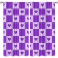 thumbnail image 1 of Geometric Mosaic Grid Tile Window Curtains, Purple Love Heart Pattern Rod Pocket Curtains 2-Panel Set, Foldable Lightweight Breathable Couple Window Treatments for Living Room Bedroom-W84xL84in, 1 of 5