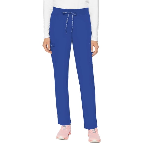 Med Couture Scrub Pants for Women, Jersey Waist Yoga Bottoms, 6 Pockets with Mid Rise Drawstring Waistband MC7725, S, Royal
