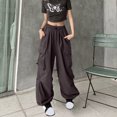 thumbnail image 2 of RKSTN Womens Pants Ladies' Solid Color High Waist Wide Leg Casual Drawstring Work Pants Loose Fitting Long Pants, 2 of 5