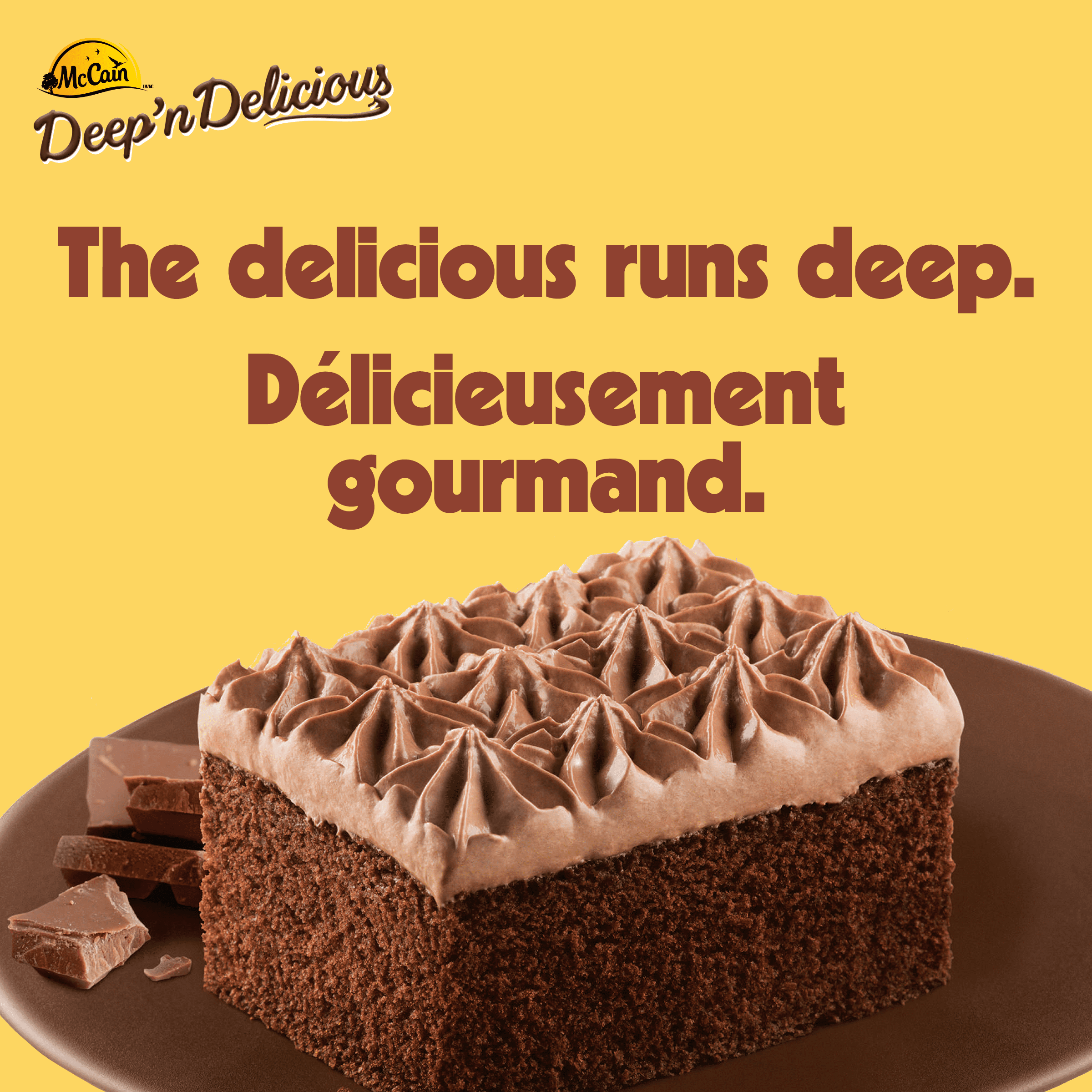 McCain® Deep'n Delicious® Chocolate Cake, Made in Canada from domestic and imported ingredients, 510g